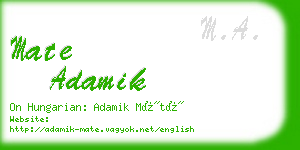 mate adamik business card